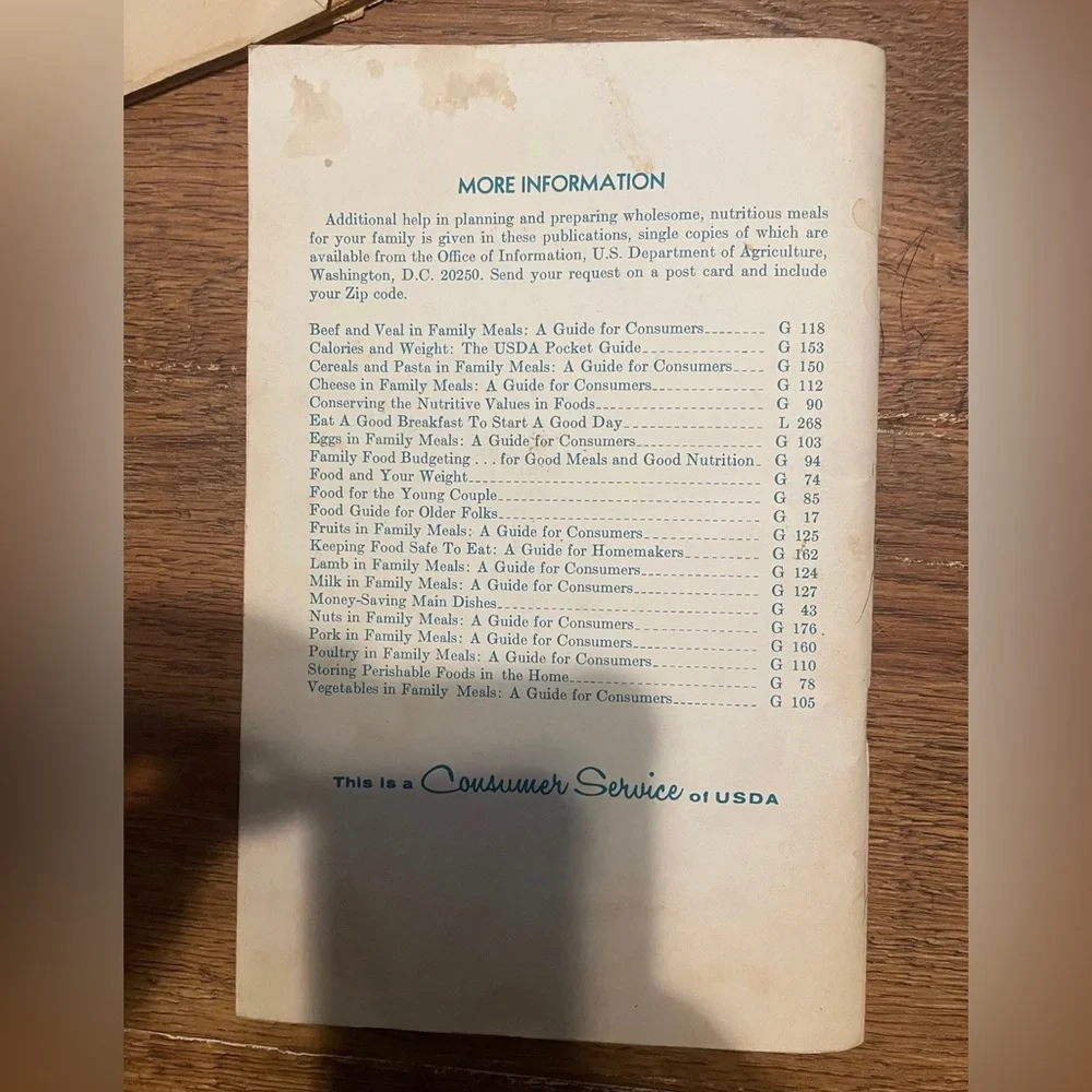 Vintage usda nutrition cookbook save money w/ original letter from Congress